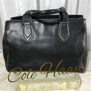 COLE HAAN | Vintage | Black Pebble Leather Satchel | In Good Condition